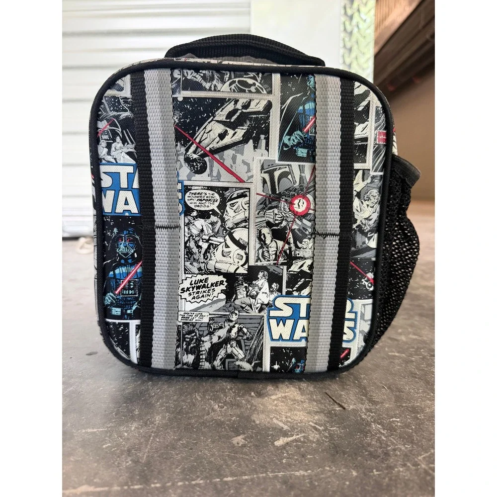 Pottery Barn Kids Star Wars Comic Book Mackenzie Insulated Lunch Bag Black Grey